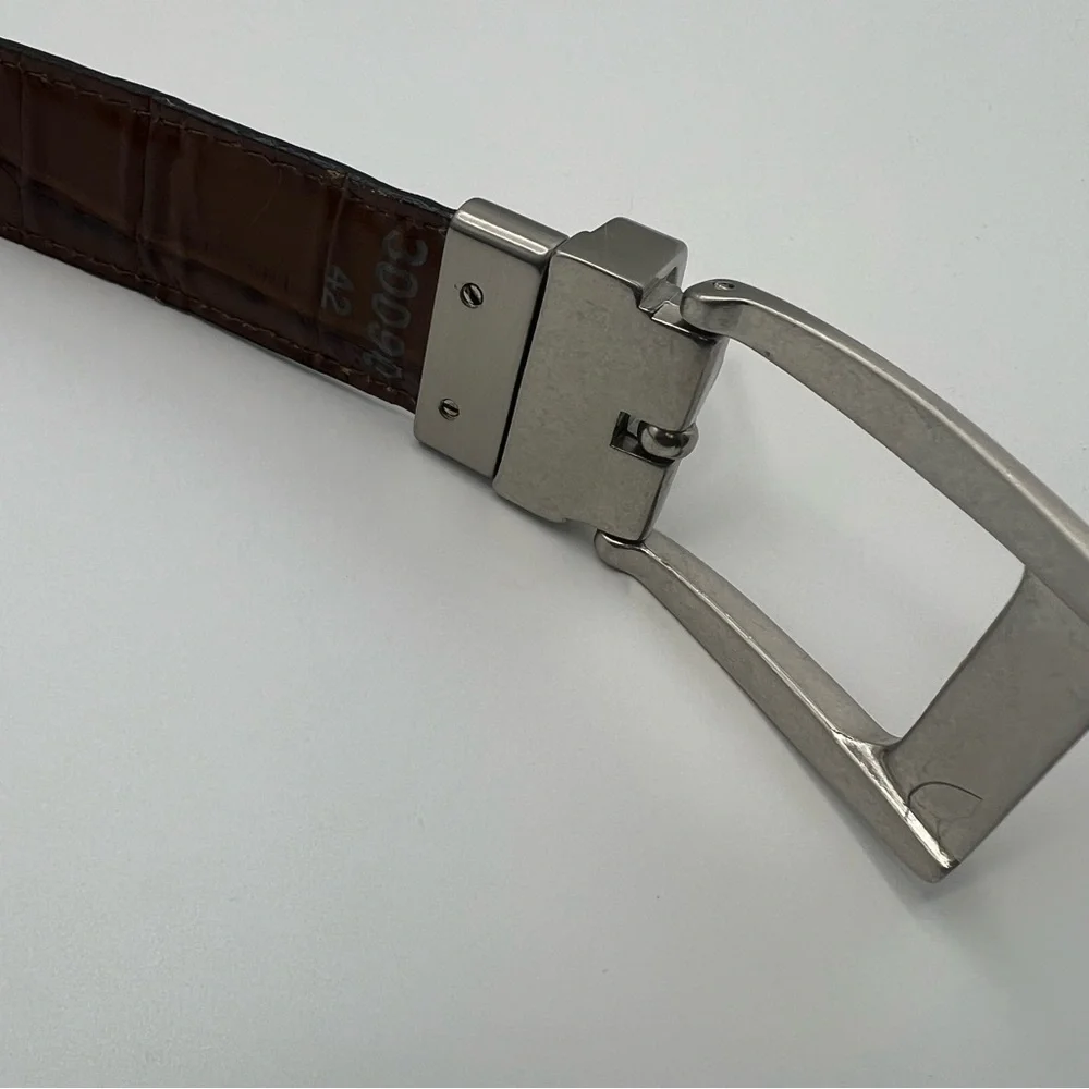 Brighton Leather Belt 42 Reversible Embossed Croc Print Black & Brown Classic